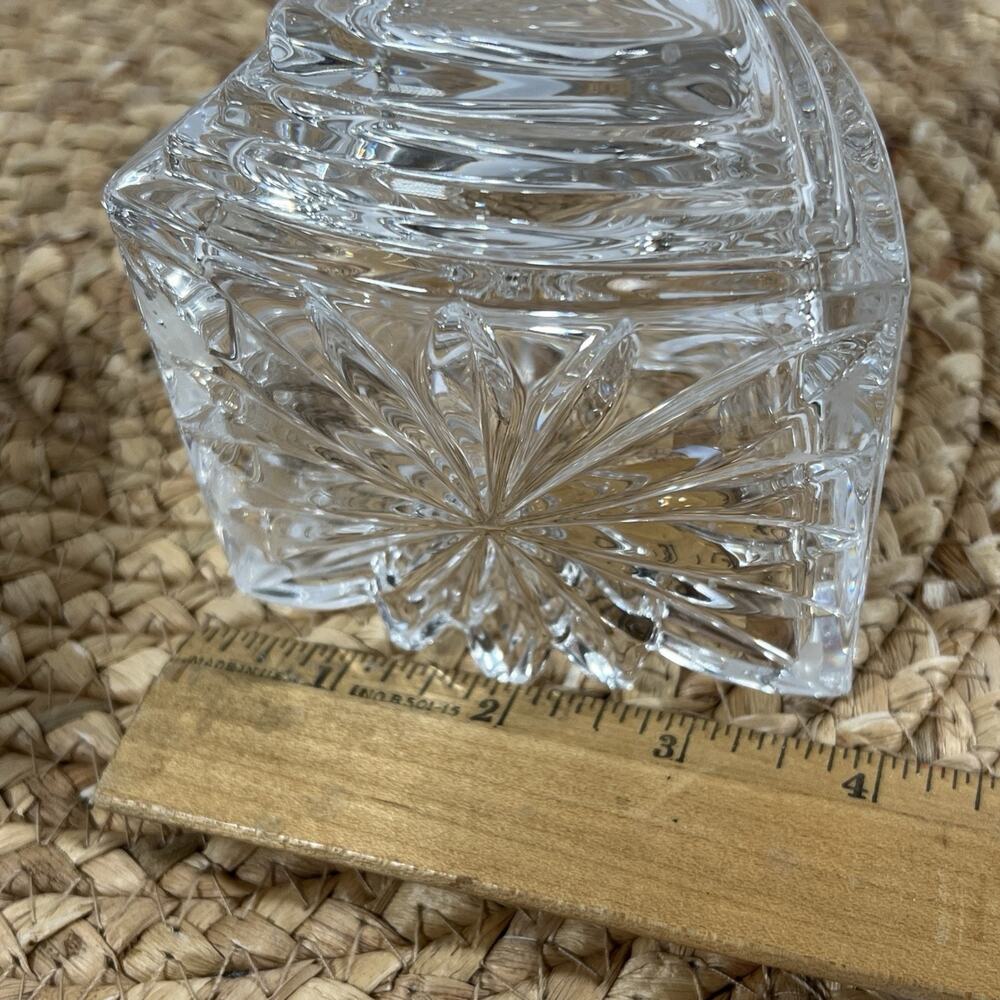 Vintage Mikasa Crystal Fire Blossom Triangle Votive Candle 2 Holders Triangular - Picture 10 of 12